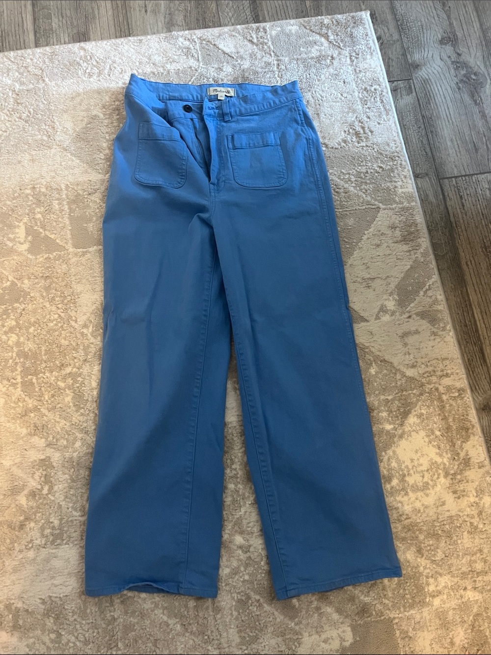Madewell Blue Straight-Leg Chinos with Front Patch Pockets